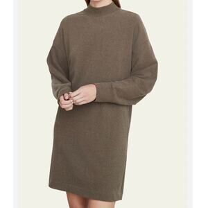 VINCE. | Mock Neck Brown Long-Sleeve Short Sweatshirt Dress Relaxed Fit | XL
